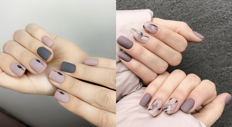 Một mẫu nail siêu xinh khác với tông màu pastel trầm cho bạn gái lựa chọn